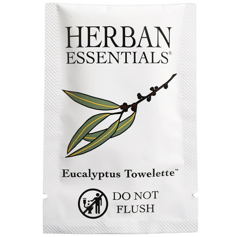 Herban Essentials single eucalyptus towelette shown