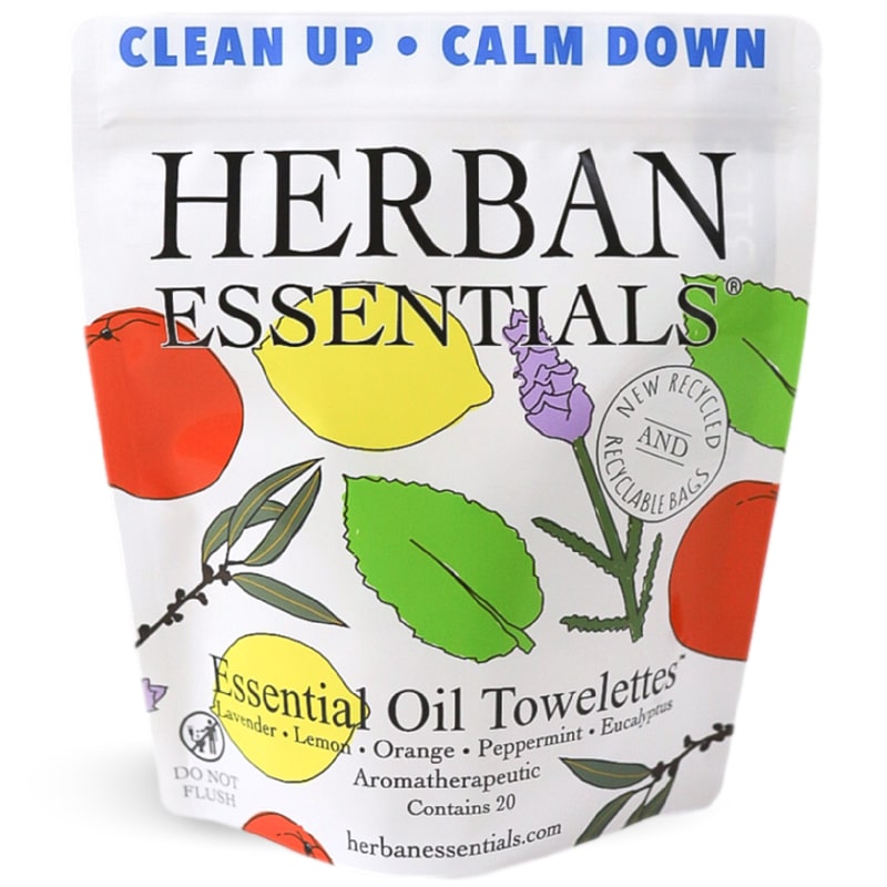 Herban Essentials Mixed Towelettes (20 pcs) bag shown