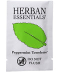 Herban Essentials Peppermint Towelettes (single towelette shown)