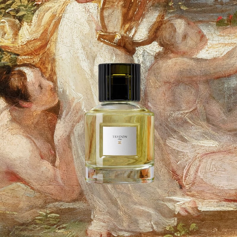 Trudon Deux Eau de Parfum (100 ml) with illustration of women in the background