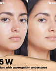 Kosas Cosmetics Revealer Concealer Super Creamy + Brightening (Tone 05 W) before/after on face