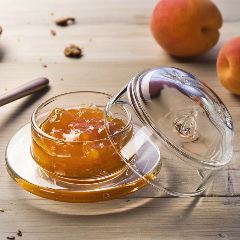 La Rochere Butter Dish &amp; Bee Dish Cover - product shown filled with jam next to fruits