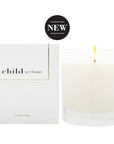 Child Perfume Scented Candle 8 oz shown lit