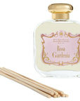 Santa Maria Novella Rosa Gardenia Room Fragrance Diffuser (250 ml) shown with diffuser sticks next to bottle