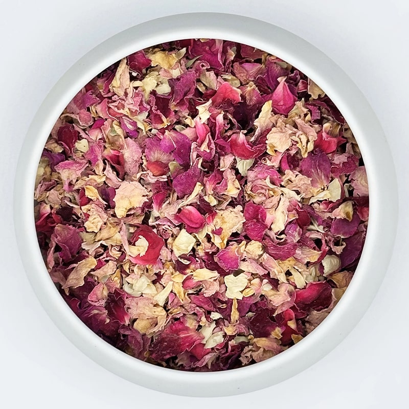 Vanissa “Accord Parfait” Edible Flower Petals: Rose, Jasmine (5 g) - product texture and color shown