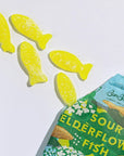 BonBon NYC Sour Elderflower Fish (5.2 oz) corner of bag torn with "fish" next to bag