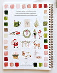 Back cover of Emily Lex Studio Christmas Watercolor Workbook (1 pc) showing all the illustrations to paint included in the workbook