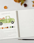 Emily Lex Studio Autumn Watercolor Workbook - open product showing interior illustrations