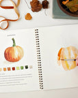 Emily Lex Studio Autumn Watercolor Workbook - open product showing interior illustrations