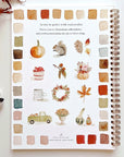 Back cover of Emily Lex Studio Autumn Watercolor Workbook (1 pc) showing illustrations to paint inside the workbook