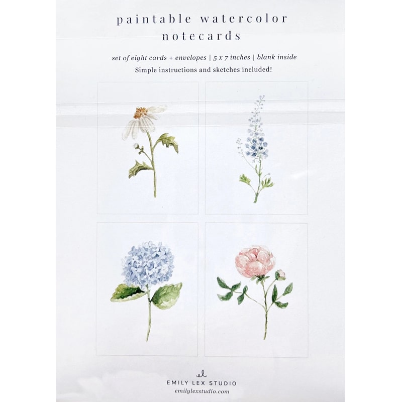 Emily Lex Studio Garden Flowers Paintable Notecards (8 pcs)