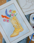 Cowboy Boot Flowers Watercolor Card Art Kit