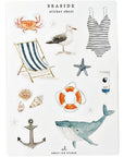 Emily Lex Studio Seaside Sticker Sheet - backside of sticker sheet shown with more stickers