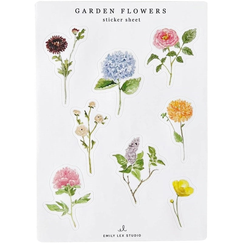 Emily Lex Studio Garden Flowers Sticker Sheet - front side of sticker sheet