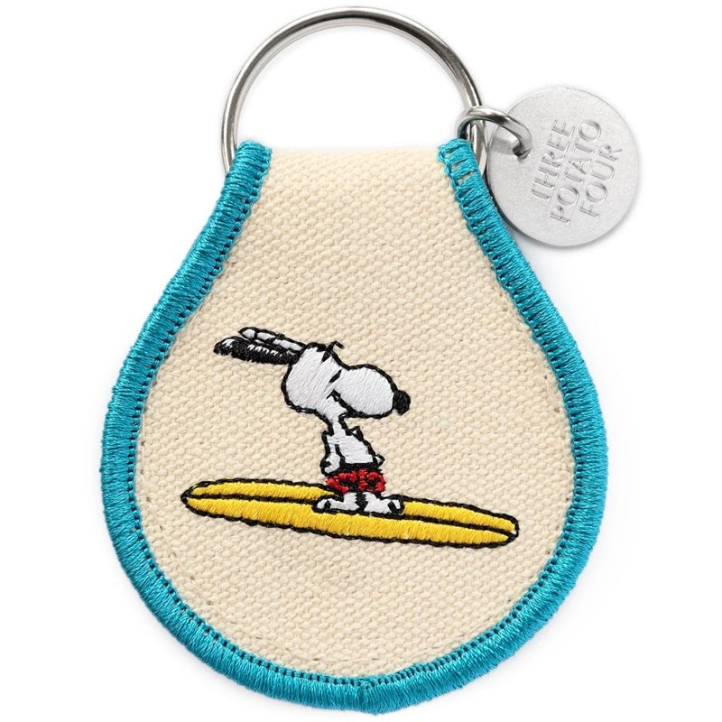 Three Potato Four 3P4 X Peanuts Patch Keychain - Snoopy Surf - back of keychain shown