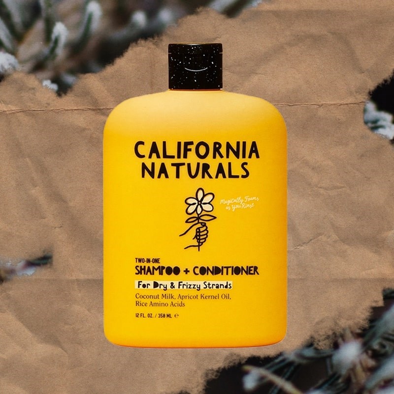 California Naturals Two-in-One: Shampoo + Conditioner - product shown in front of brown paper