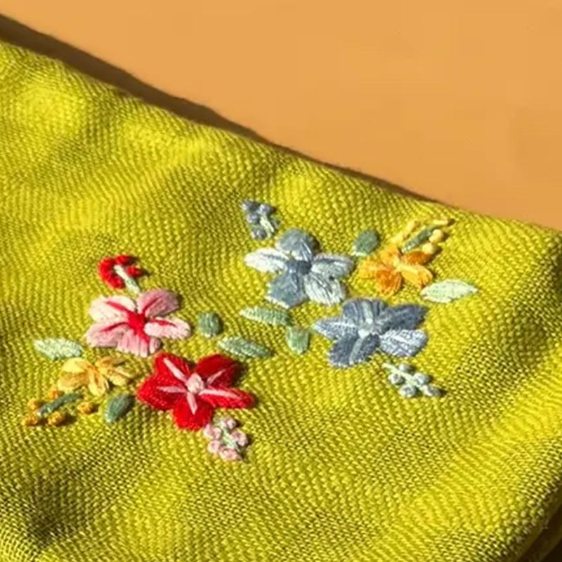 Seak Embroidered Tea Towel - Green - close up of tea towel