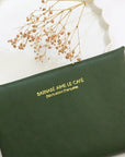 Barnabe Aime Le Cafe Hirondelle Leather Pouch - Green - backside of product shown
