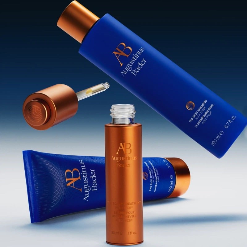 Augustinus Bader The Restorative Scalp &amp; Hair System - Product contents shown floating