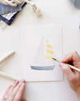 Emily Lex Studio Seaside Paintable Notecards - model shown painting notecard