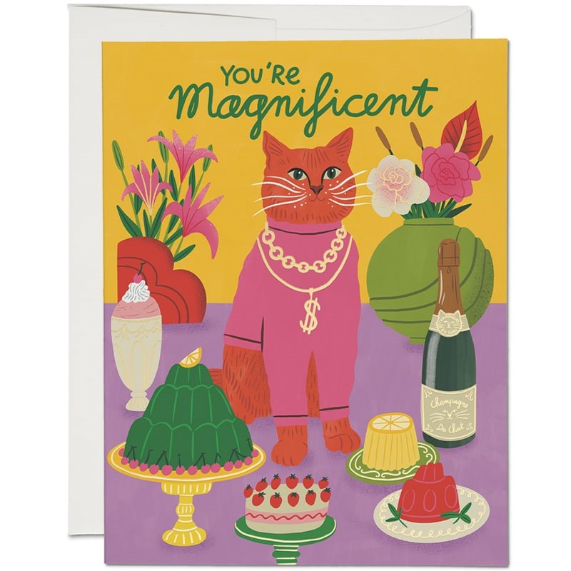 Red Cap Cards Magnificent Cat Greeting Card (1 pc)