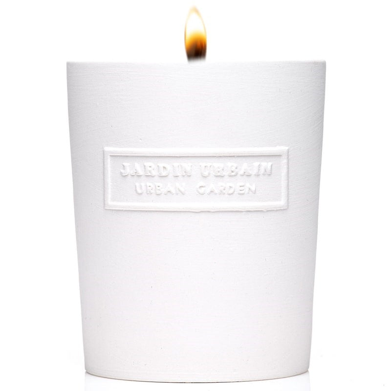 Les Citadines Efflorescence Scented Candle - product shown with flame