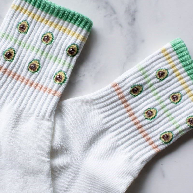 Tiepology Juicy Fruit Casual Socks - Avocado - close up of product pattern