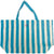 Cabana Stripe Beach Bag - Cyan & White