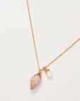 Fable England Spiral Shell and Pearl Short Necklace - close up of product detail