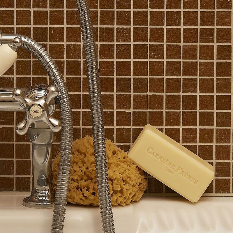 Carriere Freres Solid Body Soap - Apotheca - product shown next to sponge on bathtub