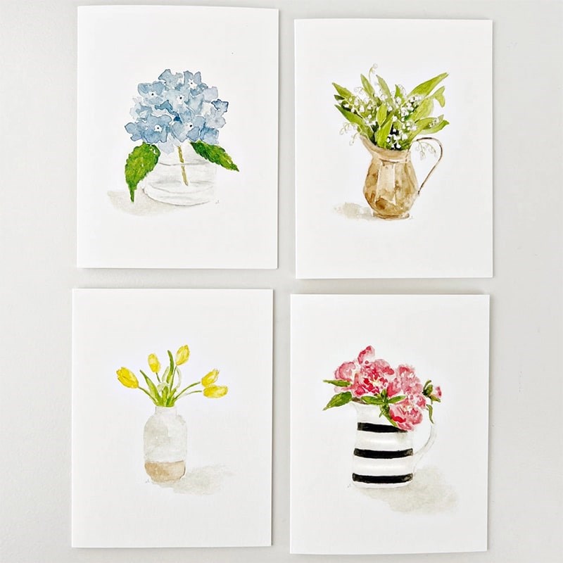 Emily Lex Studio Flower Notecards Set - four products in a square grid showing different designs