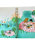 Parcel Garden Party Notebook - product opened showing full illustration on cover