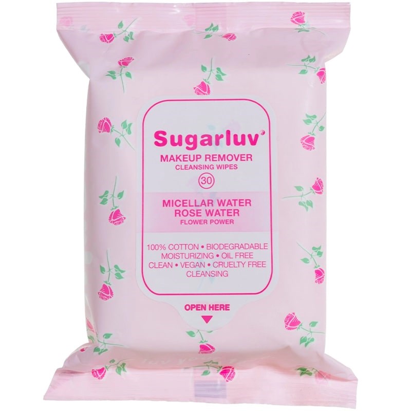 Sugarluv Makeup Remover Cleansing Wipes - Micellar Water Rose (30 pcs)