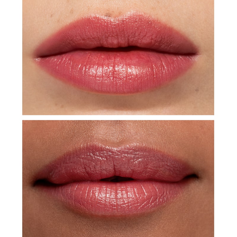 Chantecaille Cheetah Lip Veil - Acacia - product on two different models