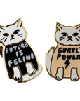 Yellow Owl Workshop Girl Power Earrings - Gold Cat Statement Studs (2 pc)