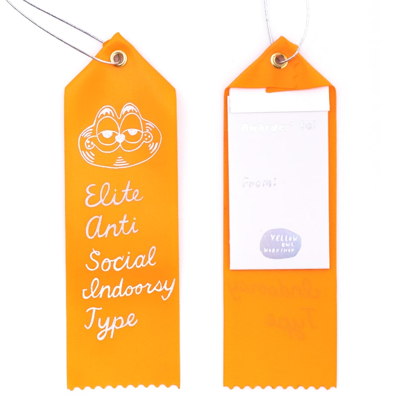 Yellow Owl Workshop Award Ribbon - Elite Anti-Social Indoorsy Type (1 pc) shown front and back side