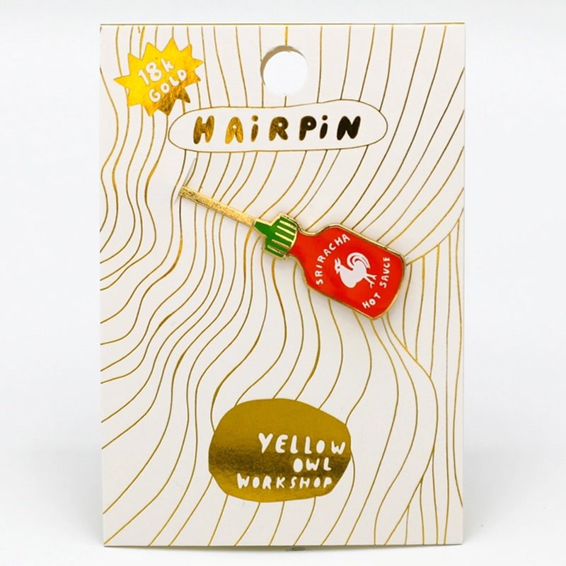 Yellow Owl Workshop Hairpin - Sriracha - product shown on packaging