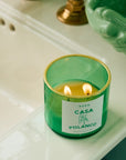 ROEN Candles Casa Polanco Scented Candle - product shown lit and on sink