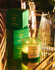 ROEN Candles Casa Polanco Scented Candle - product shown next to glass and packaging