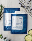 YUNI Beauty Yuni Peppermint Shower Sheets Large Body Wipes - products shown opened next to scent ingredients