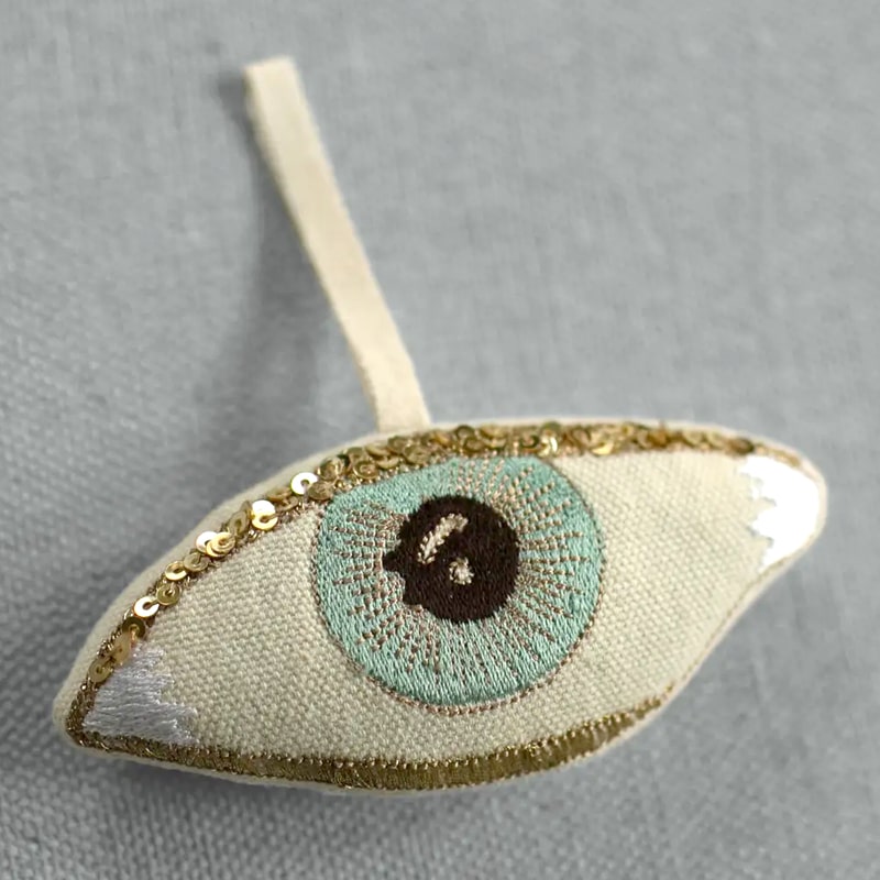 Skippy Cotton Evil Eye - Lavender Scented Token - close up of product detail