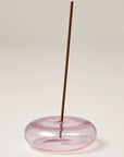 Gentle Habits Glass Incense Holder - Pink - product shown with incense stick