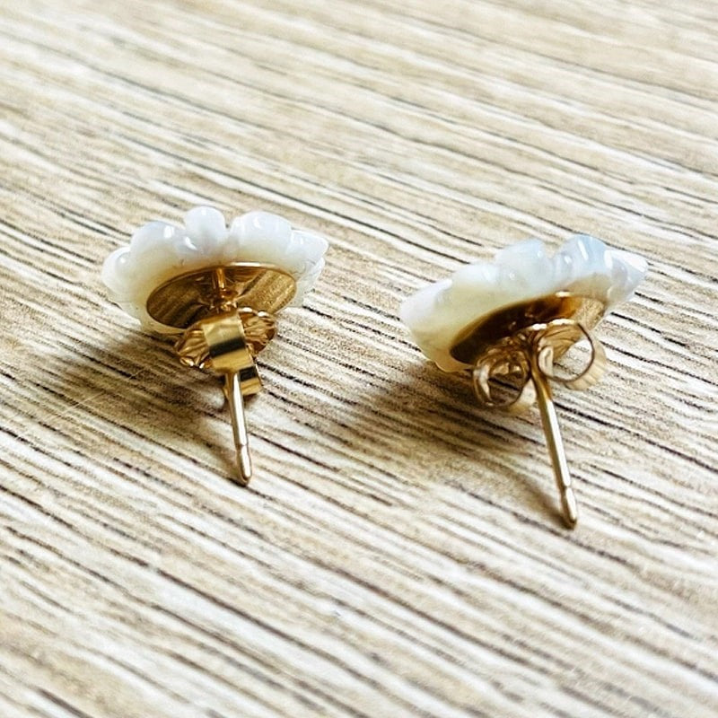 YSIE Peony Mother-Of-Pearl Gold Plated  Earrings - back side of products