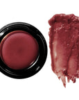 8 Days Botanicals Rose Petal Lip Butter (0.18 oz) - jar shown with lid off and product smear to show color and texture