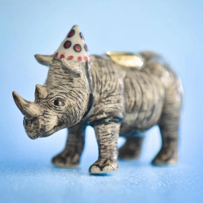 Camp Hollow Rhino Cake Topper - close up of product details