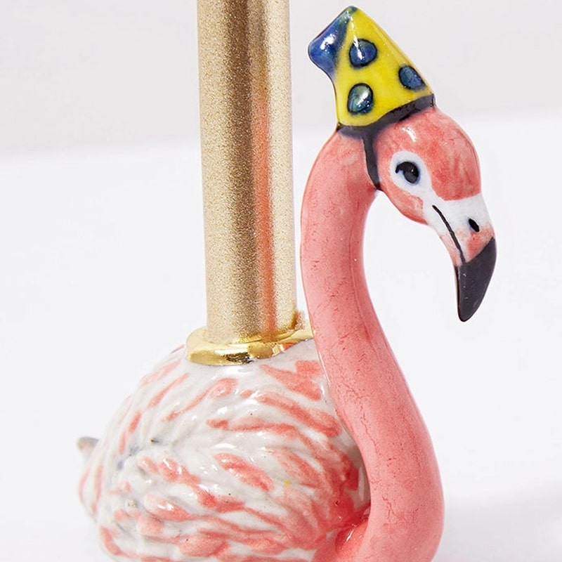 Camp Hollow Flamingo Cake Topper - close up of product details