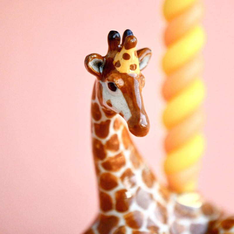 Camp Hollow Giraffe Cake Topper - close up of products head details