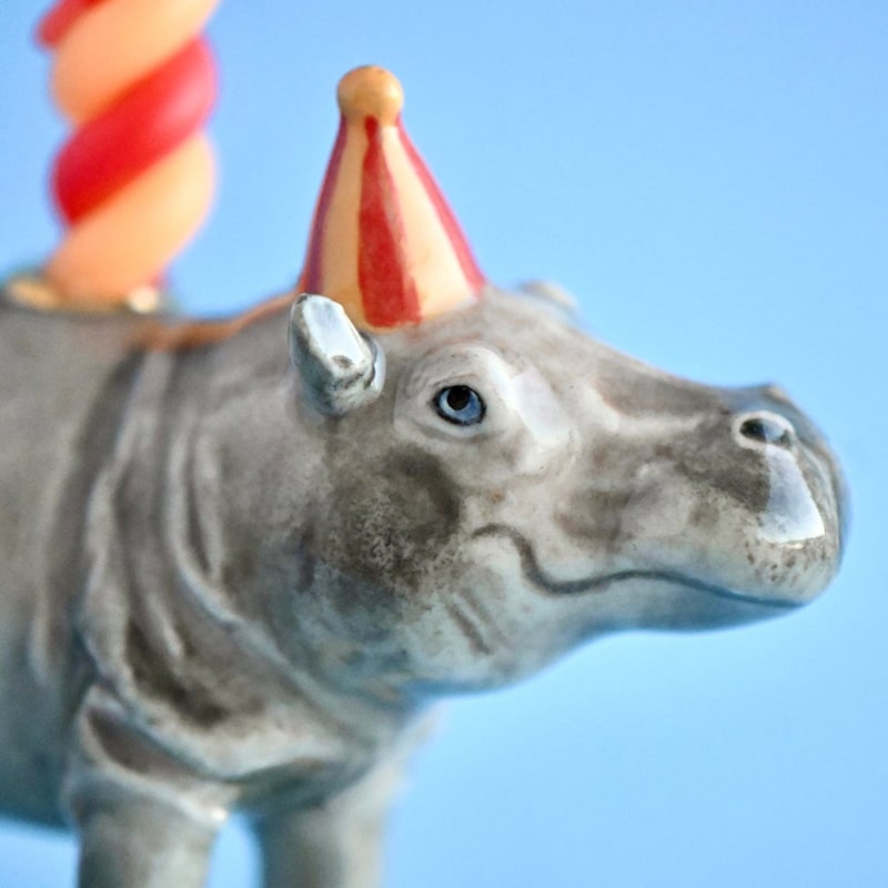 Camp Hollow Hippo Cake Topper - close up of products head detail