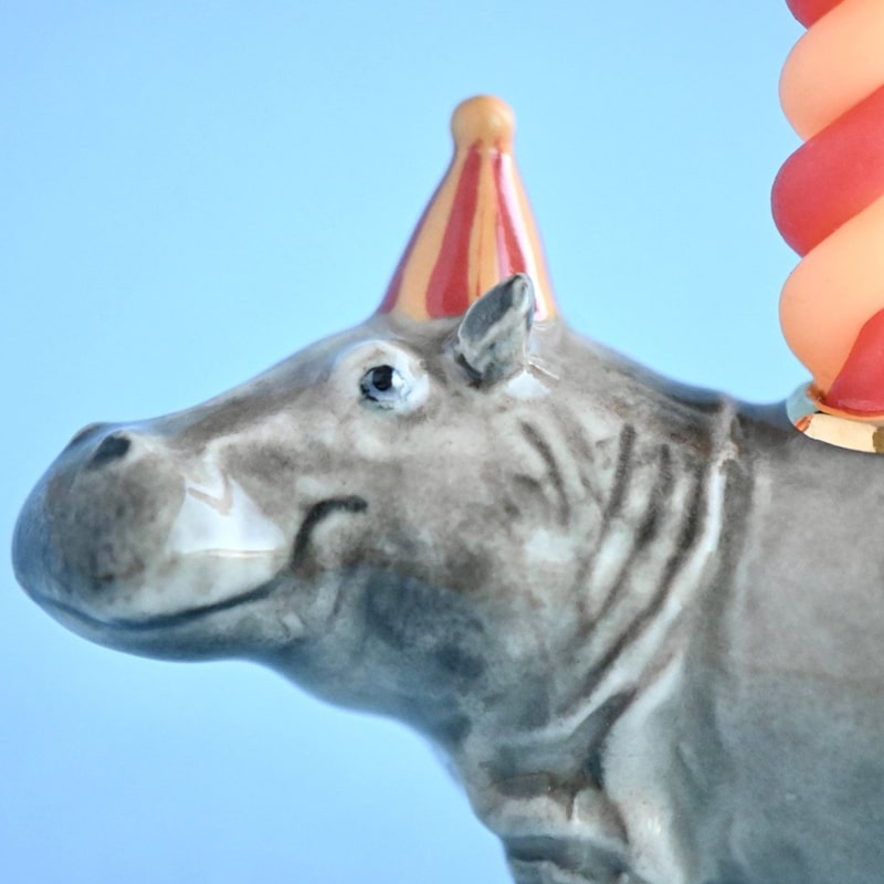 Camp Hollow Hippo Cake Topper - close up of products head detail