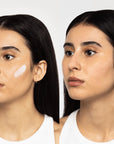 Hampton Sun SPF 45 Wrinkle Control Face Cream - model with product before and after shown